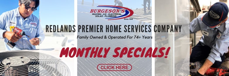 An ad depicting Burgeson's home service techs installing heat pumps